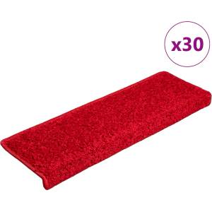 vidaXL Изтривалки за стълби, 30 бр. , 65x21x4 см, червени, с правоъгълен кант (3365832)