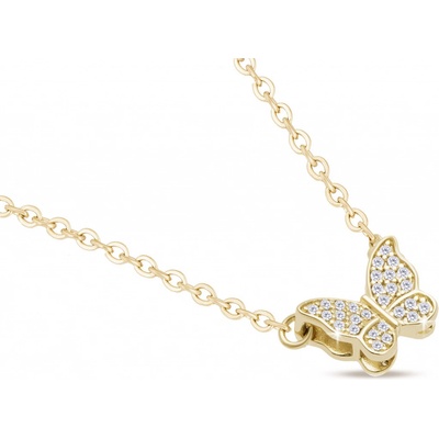Biju Pozlacený řetízek 14k zlatem s přívěskem, motýlek vykládaný zirkony 3001897