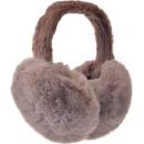 Plyšové hnědé klapky na uši s perličkami