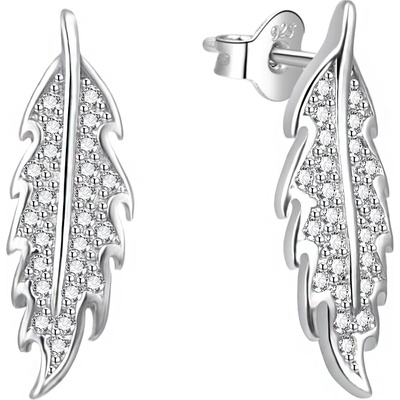 AGATO Jemné náušnice s listy a zirkony AGT-E089PW