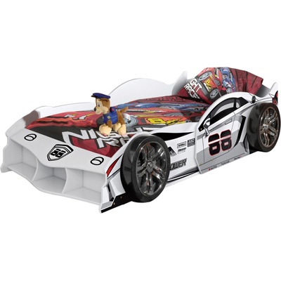 Vipack Bílá dětská postel Car Bed 90 x 200 cm