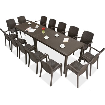 BICA Трапезен комплект от техноратан за градината Houston/Indiana 14 кафяви Bica (BC9094BRx2-14x9093BR)