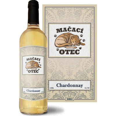 Sablio Mačací otec Chardonnay biele suché víno 12 % 0,75 l (čistá fľaša)