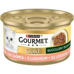 Purina Gourmet Gold Succulent Delight with Salmon пълноценна мокра храна за котки със сьомга 85gr