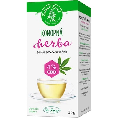 Zelená Země CBD čaj porcovaný 4% CBD 20 sáčkov