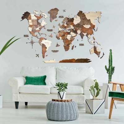 Enjoy the Wood 3D nástěnná dřevěná mapa World Map Multicolor Prime M