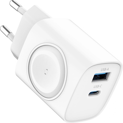Xmart Бързо Зарядно устройство Xmart 1 x Type-C и 1 x USB-A + Apple Watch Charger RCE-2301ACL, 22W, Бяло, 24591 (24591)