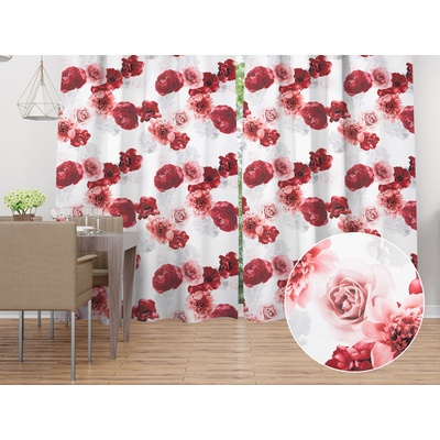 Biante Dekoračný záves PM-017 Veľké červené kvety 145x250 cm