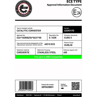 Katalyzátor ESEN SKV 62SKV170