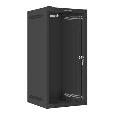 rack cabinet 10 wall-mount 12U/280x310 (flat pack) with glass door black (WF10-2312-10B)
