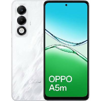 Смартфон Oppo A5 4G (бял), поддържа 2 sim карти, 6.67" (16.94 cm) IPS 90Hz дисплей, осемядрен Snapdragon 6s 4G Gen 1 2.1 GHz, 8GB RAM, 256GB Flash памет (+ microSD слот), 50 + 2 + & 5 MPix камери, Android (CPH2727_A5m_8+256_MW)