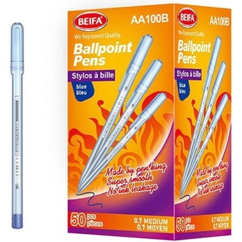 Beifa Химикалка AA100B-50B2, 0.7 mm, прозрачна, синьо мастил (1005100200)