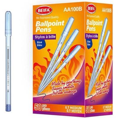 Beifa Химикалка AA100B-50B2, 0.7 mm, прозрачна, синьо мастил (1005100200)