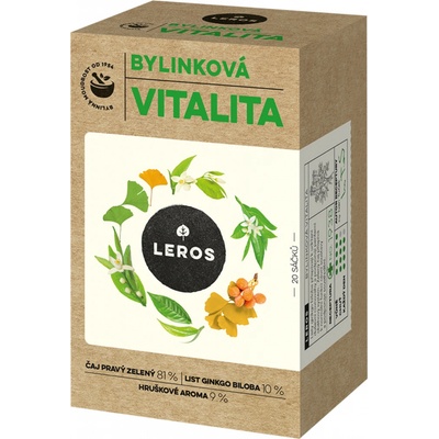 Leros BYLINKOVÁ VITALITA zelený čaj aromatizovaný ochutený 20 x 2 g