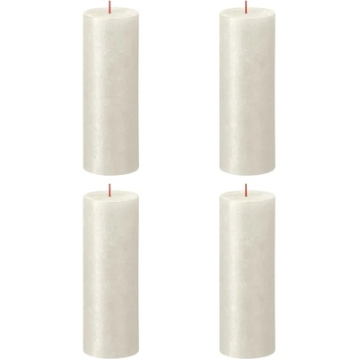 Bolsius Рустик колонни свещи Shimmer, 4 бр, 190x68 мм, слонова кост (440891)