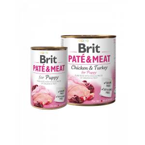Brit Pate & Meat Puppy - Консерва за подрастващи кучета с Пиле и Пуешко 400 гр