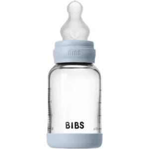 Bibs Стъклена бебешка бутилка Bibs - Със силиконов биберон, 120 ml, Baby Blue (50191231) - ozone