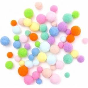 Dalprint Plush pompons rainbow 60pcs mix