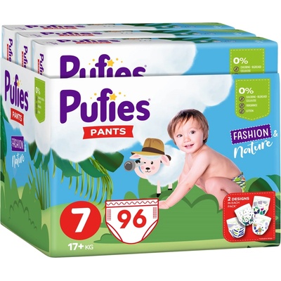 pufies Пелени гащи Pufies Fashion & Nature - Размер 7, 96 броя, 17+ kg, Maxi pack 3 (54000148)