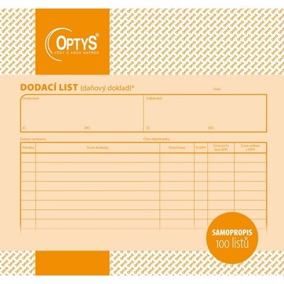 Optys 1079 Dodací list 20 x 21cm