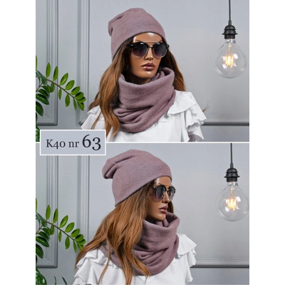 Fashionweek moderni zimní set čepice a šála pletený tunel FAN01/K40 fialový vřes