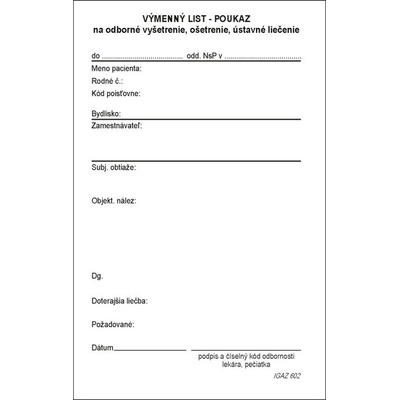 Igaz 602 Výmenný list - poukaz sypaný A6 100 list