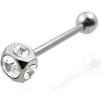 Piercing do jazyka 3D kváder so zirkónmi QPC010