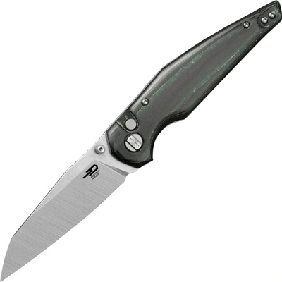 Bestech Snakebird 14C28N, Micarta, Button Lock - Green/Black BG58A