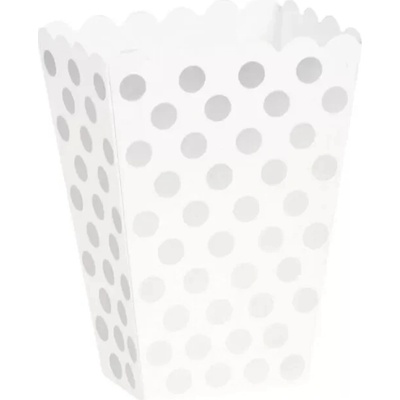 Krabica na popcorn biela so striebornými bodkami 8ks