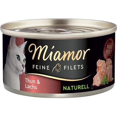 Miamor 24x80г Feine Filets Naturelle Miamor, консервирана храна за котки - риба тон и сьомга