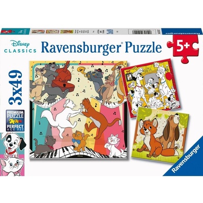 Ravensburger Пъзел Ravensburger от 3 x 49 части - Дисни животни (5155)