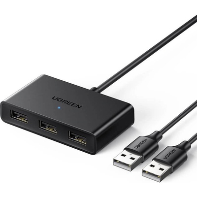 UGREEN 3-портов USB-A 2.0 хъб за компютри и лаптопи с USB-A с възможност за превключване между два компютъра (150 см) - Ugreen USB-A 2.0 Hub 3-port Switch Box (черен) (CM409)