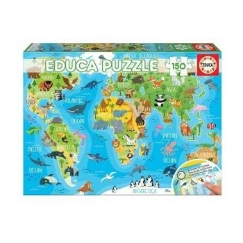 Educa Пъзел Educa Animals Map (150 pcs)