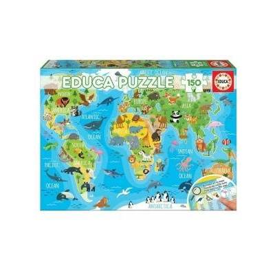 Educa Пъзел Educa Animals Map (150 pcs)