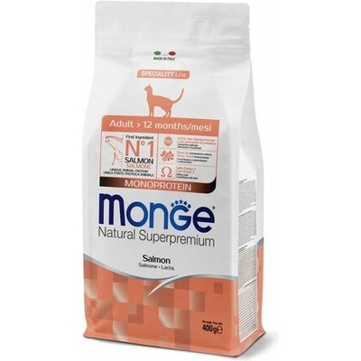 MONGE Natural Superpremium Adult monoproteínové krmivo s lososom pre dospelé mačky 0,4 kg