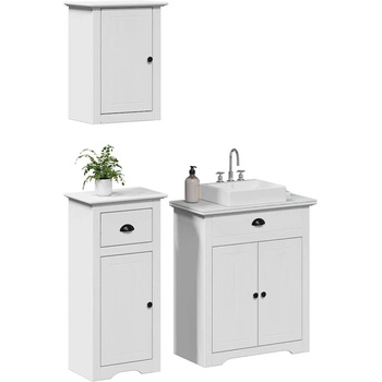 vidaXL Комплект мебели за баня от 3 части BODO бял бор масив (3307647)