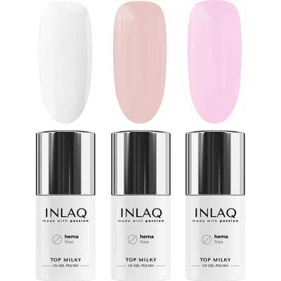 INLAQ Hybridný mliečny top Biely Ružový Nude Sada 3 ks Milky No Wipe