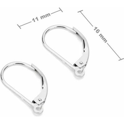 Stříbrné mechanické náušnicové háčky 16 x 11 mm - 1 pár