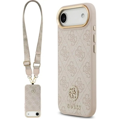 GUESS 4G Strass Logo & Big Strap Metal Buttons MagSafe Case за iPhone Air - Розов
