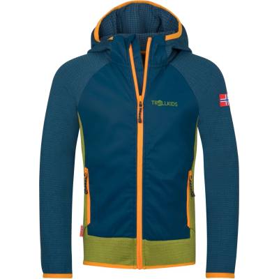 TROLLKIDS Детско поларено яке Trollkids Kid's Seiland Jacket Fleece jacket - Madeira Blue / Pear Green / Sahara Sunset - размер 98 (EU) (703-5393-0412)