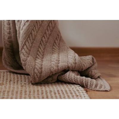Wooline Pletená Merino deka Olivia kávově hnědá 130x170