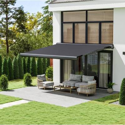 My Garden Тента за сянка полукасетъчна моторизирана 4x3 м, с диастанционно управление - антрацит (LMX3554038)