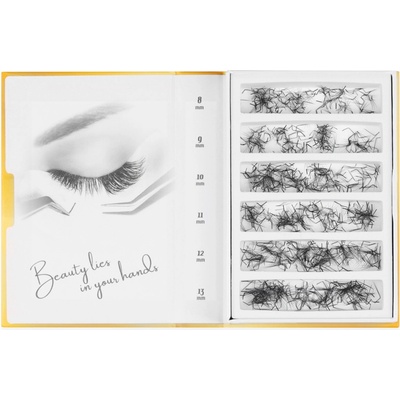 Luxury Lashes 3D M/L Riasy Premium sypané v hotovom vejáriku 1 000 ks Zakrivenie umelých rias: L, Dĺžka umelých rias: Mix dĺžok 7-12 mm, Hrúbka rias: 010