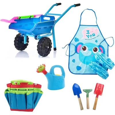 iMex Toys 4575 Zahradní sada 10v1 s kovovým nářadím, kolečky a doplňky