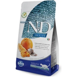 Farmina N&d cat grain free pumpkin herring & orange adult - пълноценна храна за котки над 1 година с тиква, херинга и портокал - 300 гр pnd0030032