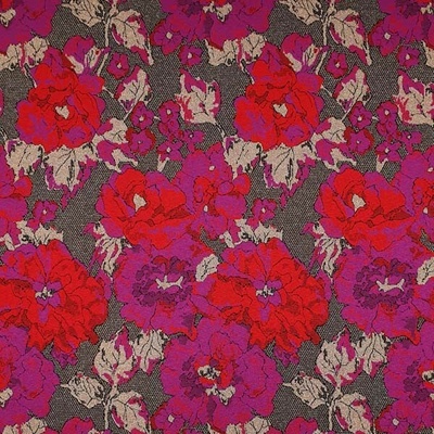 Úplet A0196 červeno-cyklámenové květy, zlatý lurex, š.145