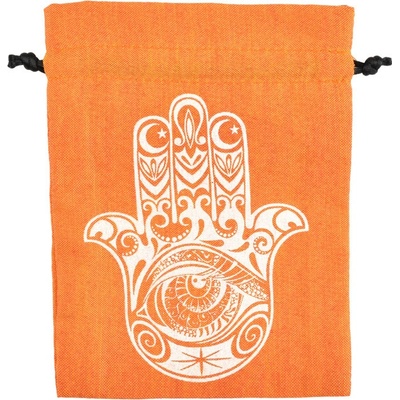 Dárkový stahovací pytlíček Hamsa - oranžový - 11 x 14 cm