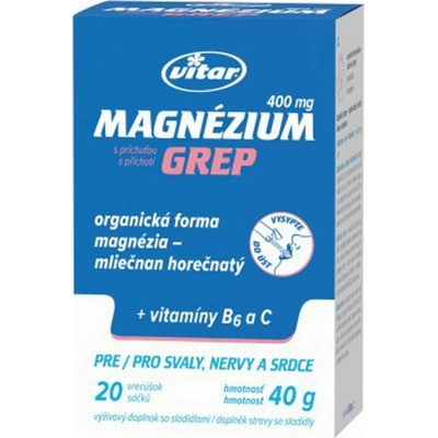 Vitar Magnézium 400 mg + vitamíny B6 a C 20 ks