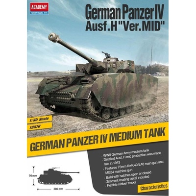 Academy German Panzer IV Ausf.H mid production w Zimmerit 1:35