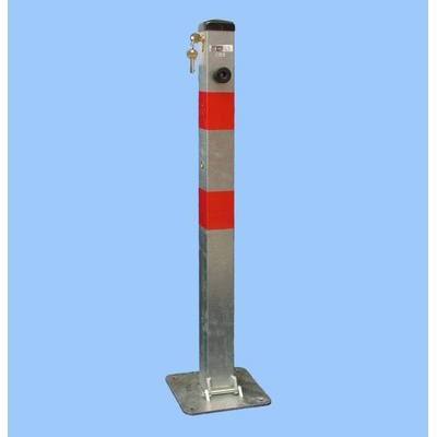 Parkovací sloupek BASIC – ocel, stříbrno-červená, 800 mm, sklopný, zámek FAB